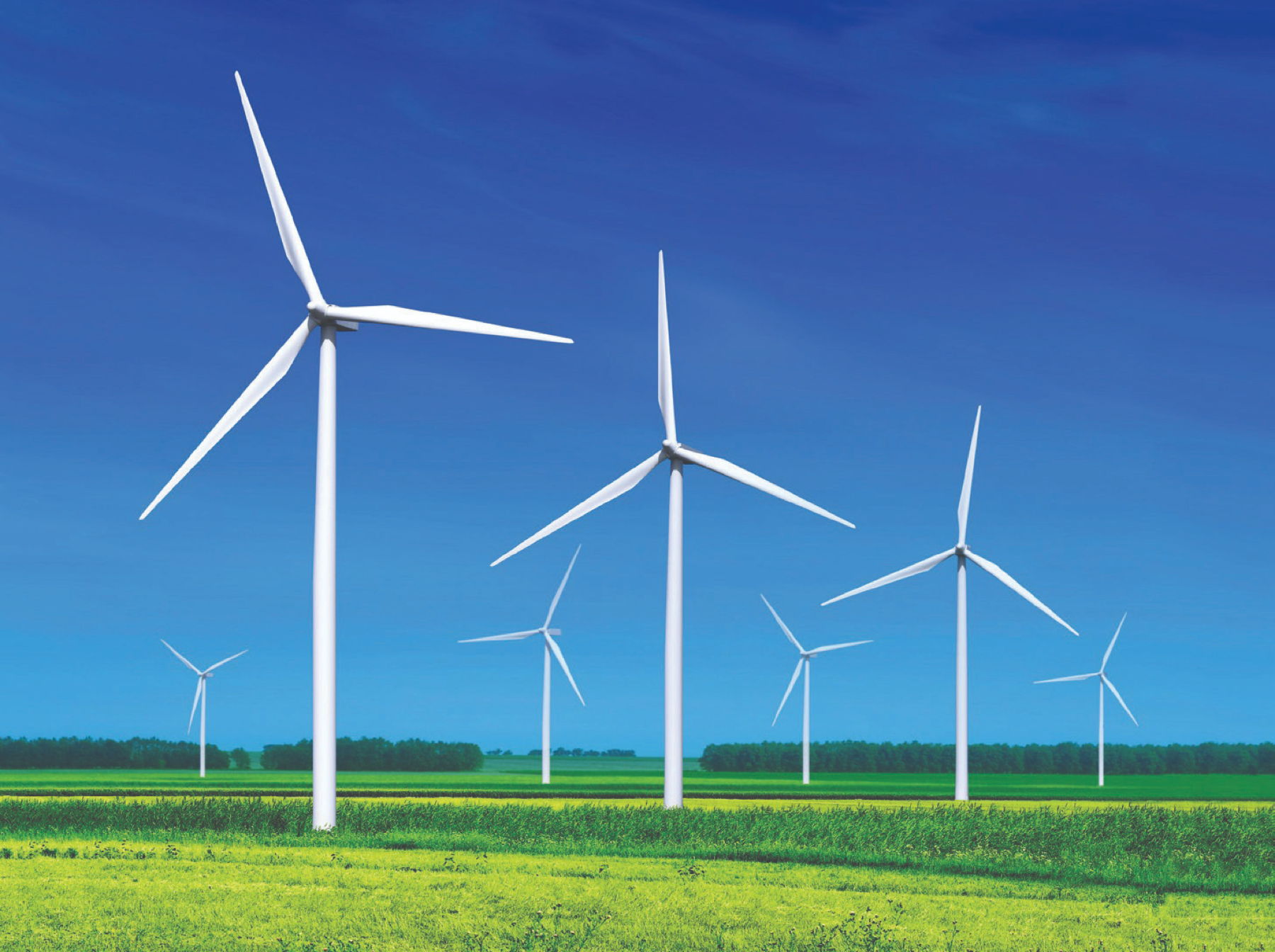 Wind turbines on open terrain